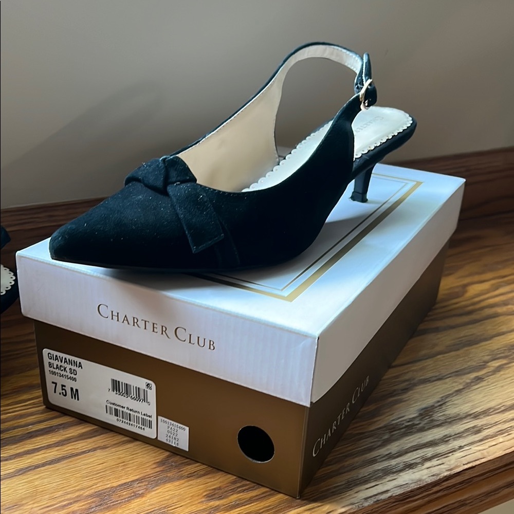 Charter Club Black Slingback Heels with Pointed Toe